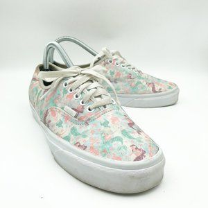 VANS Mermaid Glitter Lace Up Low Top Sneakers White Pink Teal Womens 8.5